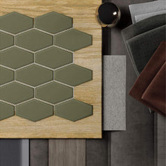 ELONGATED HEXAGON PORCELAIN MOSAICS（95X60，green）